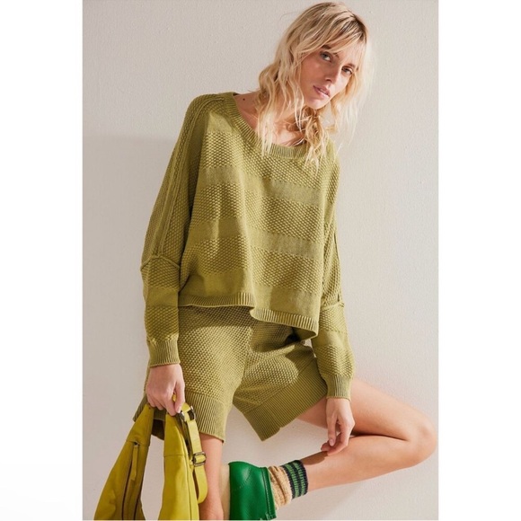 Free People Green Lena Sweater Short Set XS - Picture 1 of 6